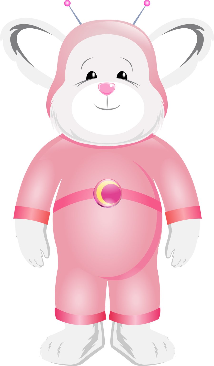 Original illustrated Cosmic Cubs character Luna in a pink space suit