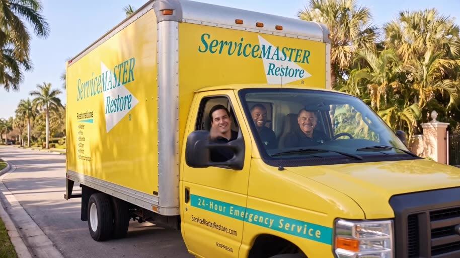 Approved generated ServiceMaster shot: truck driving off camera