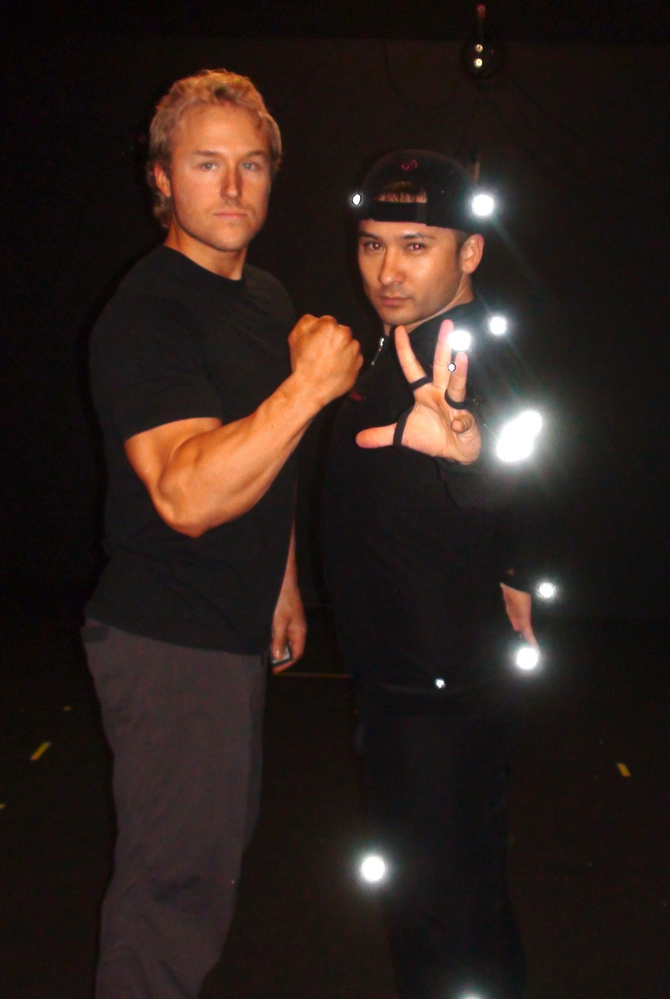 Kenneth Pierpoint George and stunt performer Donald Hyun Kiolbassa during a motion capture session at DePaul University